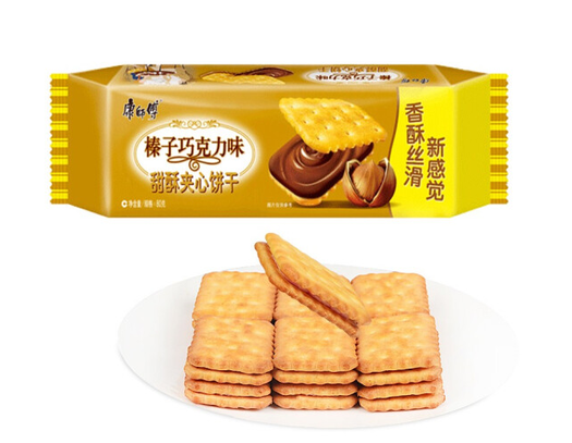 康师傅 甜酥夹心饼干 榛子巧克力味 80g