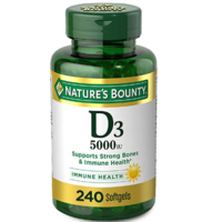 Natures Bounty 自然之宝 维生素 D3 维生素 D 125 微克(5000iu),240 粒软胶囊 到手92.75元