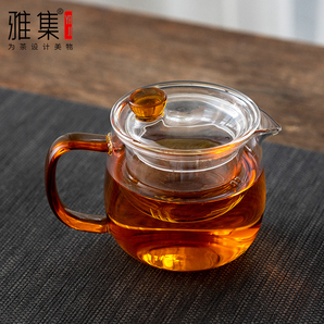 雅集耐热玻璃迷你单手茶壶茶水分离茶壶380ml