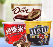 Dove 德芙 巧克力+M&M's mm豆+脆香米三桶混合装