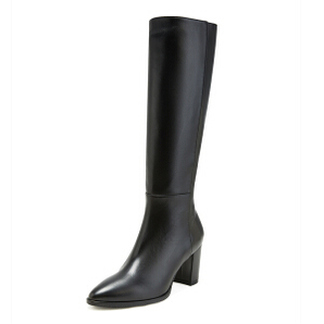 PLUS会员：STUART WEITZMAN 斯图尔特·韦茨曼 HETTIE系列 女士羊皮中跟长靴 WE0901320C-BLK 390