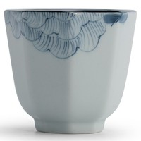 南山先生 手绘芙蓉八角杯茶杯 5.8x5.2cm 青花品茗杯 日式手工个人杯陶瓷茶具