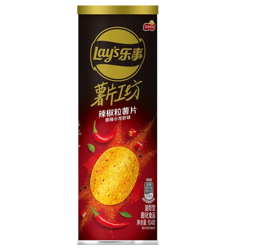 香脆可口lays乐事薯片工坊辣椒粒薯片香辣小龙虾味104g