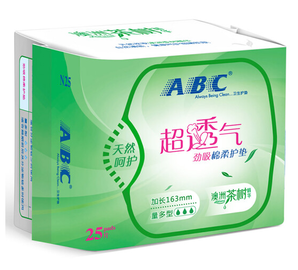 干爽不闷热！ABC 澳洲茶树精华系列 卫生护垫 163mm*25片