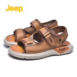 jeep 吉普 户外休闲皮凉鞋夏季男士时尚沙滩鞋