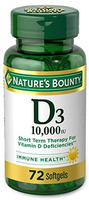 Natures Bounty 自然之宝 维生素D3软胶囊，10000 IU，72粒  