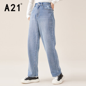 A21 女士高腰直筒牛仔裤 F413226024
