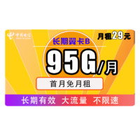 中国电信 长期翼卡B 29元月租（65GB通用、30GB专属）