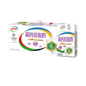 伊利无菌砖高钙低脂纯牛奶250ml24盒
