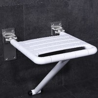 曼磊 浴室壁挂淋浴折叠凳 6mm底座+助力上翻+单腿支撑（白色）