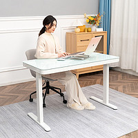 Loctek 乐歌 E7 电动智能升降桌 白色桌腿+天青白玻璃
