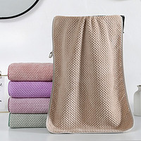 斜月三星 华夫格珊瑚绒毛巾组合套装 2毛巾+1浴巾 棕色