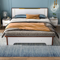 QuanU 全友 127303 实木边框双人床 高箱单床 不含床垫+床头柜 1.5*2m