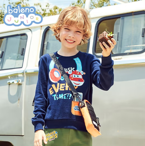 Baleno Junior 超级飞侠系列 儿童长袖卫衣 复古蓝 120cm