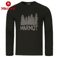 Marmot 土拨鼠 男士棉氨混纺长袖T恤 E34189