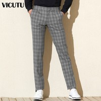 VICUTU 威可多 男士格纹西裤 VRS18121938A