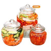 DOCOXO 酱菜玻璃瓶水果密封罐  2200ml+1250ml+650ml