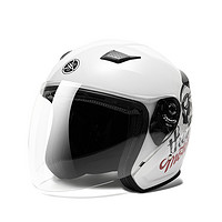 YAMAHA 雅马哈 摩托车电动车头盔 3C认证 半盔 白色贴花（贴面版型） XXL
