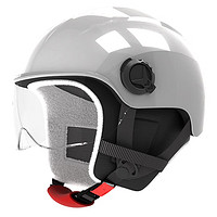 SUNRIMOON 3C认证头盔电动车 灰色均码 冬季保暖款  透明短镜