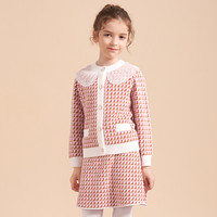 E-LAND KIDS 女童学院风格格纹毛衣套装
