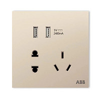 ABB 盈致系列 金色 五孔带双USB插座