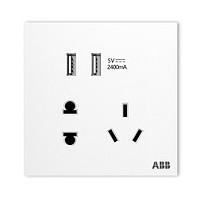 ABB 盈致系列 白色 无边框 五孔带双USB插座