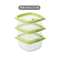 CHAHUA 茶花 塑料冰箱保鲜盒 绿色 3个装 460ML