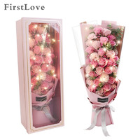 FirstLove 33朵粉色香皂玫瑰康乃馨礼盒
