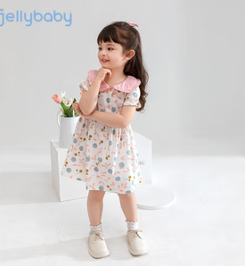 PLUS会员！jellybaby杰里贝比 女童短袖连衣裙