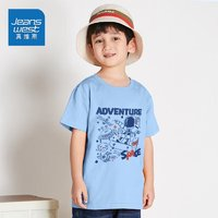 JEANSWEST 真维斯 短袖T恤 儿童装卡通半袖衣服 水蓝色 150