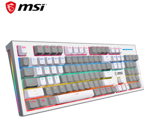 MSI 微星 GK50Z PIXEL 60度灰 有线机械键盘 104键 灰白 高特青轴 RGB