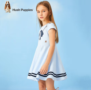 PLUS会员！Hush Puppies暇步士 女童公主短裙 冰晶蓝