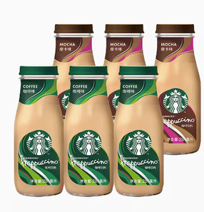 88VIP！Starbucks/星巴克星冰乐拿铁咖啡+摩卡混合装281ml*6瓶即饮咖啡