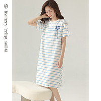 夏季纯棉条纹睡裙