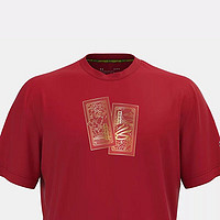 安德玛 UA安德玛红色休闲短袖男2023夏季新款透气运动服圆领T恤1369626