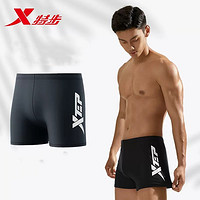XTEP 特步 男士平角泳裤 TB32307-黑银