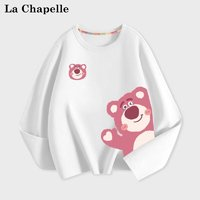 La Chapelle MINI拉夏贝尔女童打底衫儿童长袖t恤秋季草莓熊白色 120