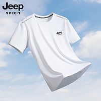 JEEP SPIRIT Jeep吉普夏季冰丝短袖圆领T恤简约休闲百搭速干男士宽松薄款上衣