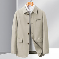 YALU 雅鹿 男式翻领夹克纯色单排扣简约舒适外套