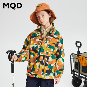 舒适保暖！MQD 马骑顿 男童户外迷彩印花冲锋衣