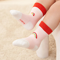 aqpa 儿童袜子3双装婴幼儿袜子宝宝男女孩春秋运动透气中筒袜 几何三角 0-3月