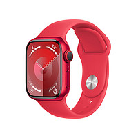 Apple 苹果 Watch Series 9 智能手表 GPS+蜂窝网络款 41mm 红色铝金属表壳 红色橡胶表带 S/M