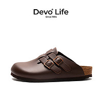Devo 的沃 软木拖鞋女半包亮面女士拖鞋22003