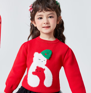 balabala  巴拉巴拉 儿童毛衣 圣诞针织衫中国红60608