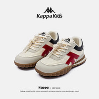 Kappa 卡帕 Kids背靠背卡帕儿童男女童潮流百搭休闲透气运动鞋拍大一码 006绿/兰|皮|拍大一码