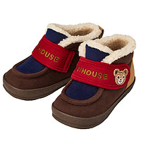 MIKI HOUSE MIKIHOUSE儿童棉鞋日本制保暖刺绣加绒防滑童鞋男女童学步冬鞋