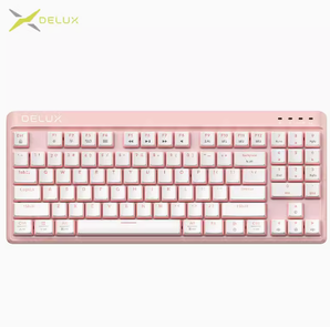 DeLUX 多彩 KM18 三模机械键盘 87键 粉红佳人