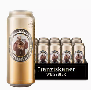 88VIP！Franziskaner 范佳乐 教士啤酒德国风味精酿啤酒500ml*12听装整箱