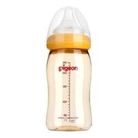 Pigeon 贝亲 宽口径奶瓶 玻璃材质婴儿奶瓶 新生儿宝奶壶 240ml黄色M奶嘴（3-6月）