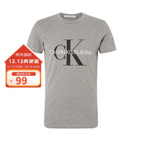 卡尔文·克莱恩 Calvin Klein CK男士T恤 短袖时尚经典logo夏装 J30J314314 P2F灰色 S